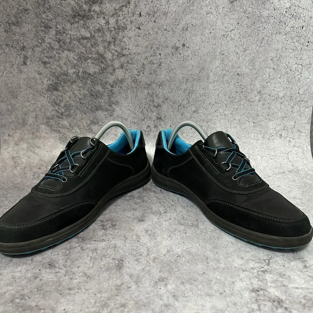 SAS Sporty Walking Shoes Womens 10 Black Leather Nylon Lace Comfort Shoes