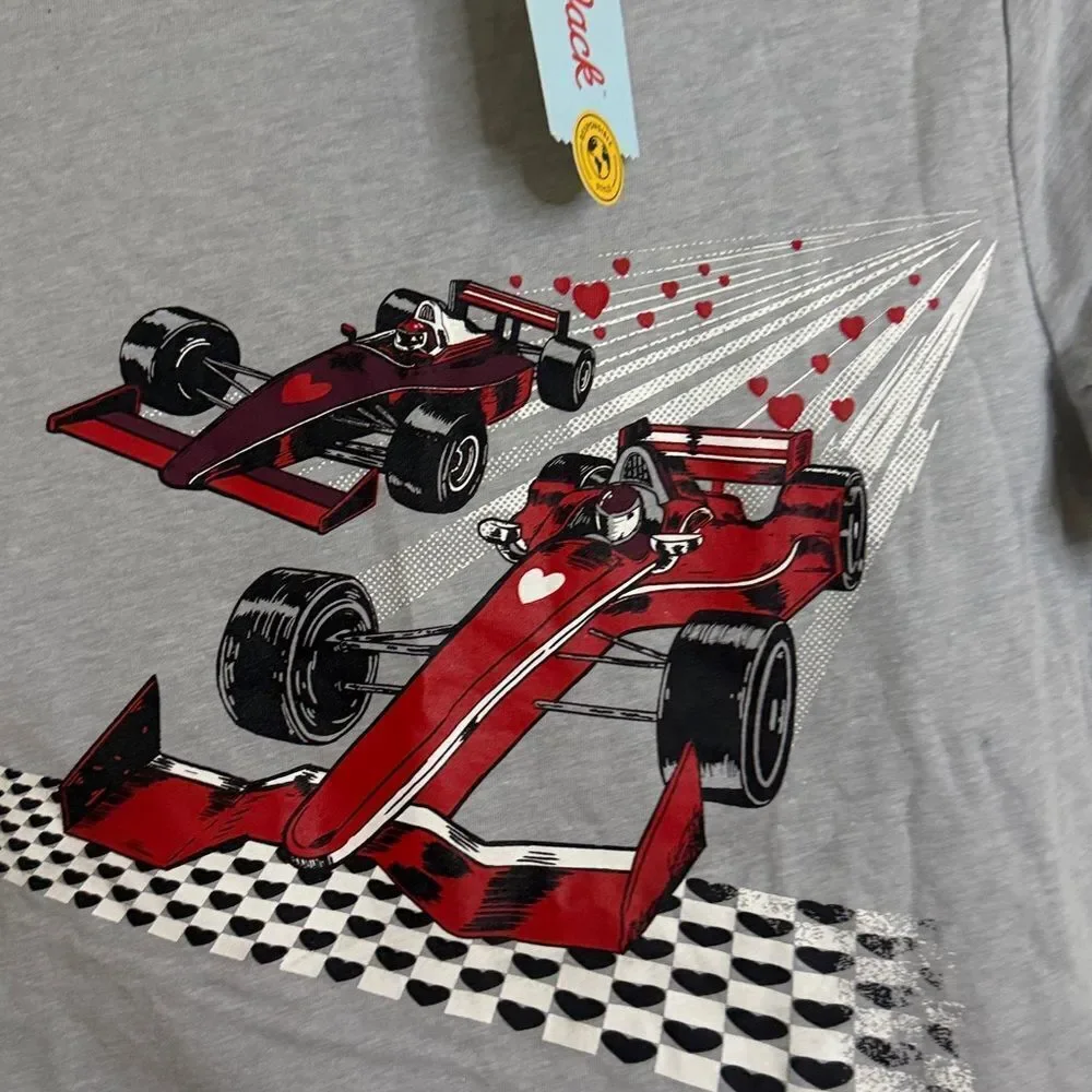 Cat & Jack Light Gray car racing T-Shirt- boy large