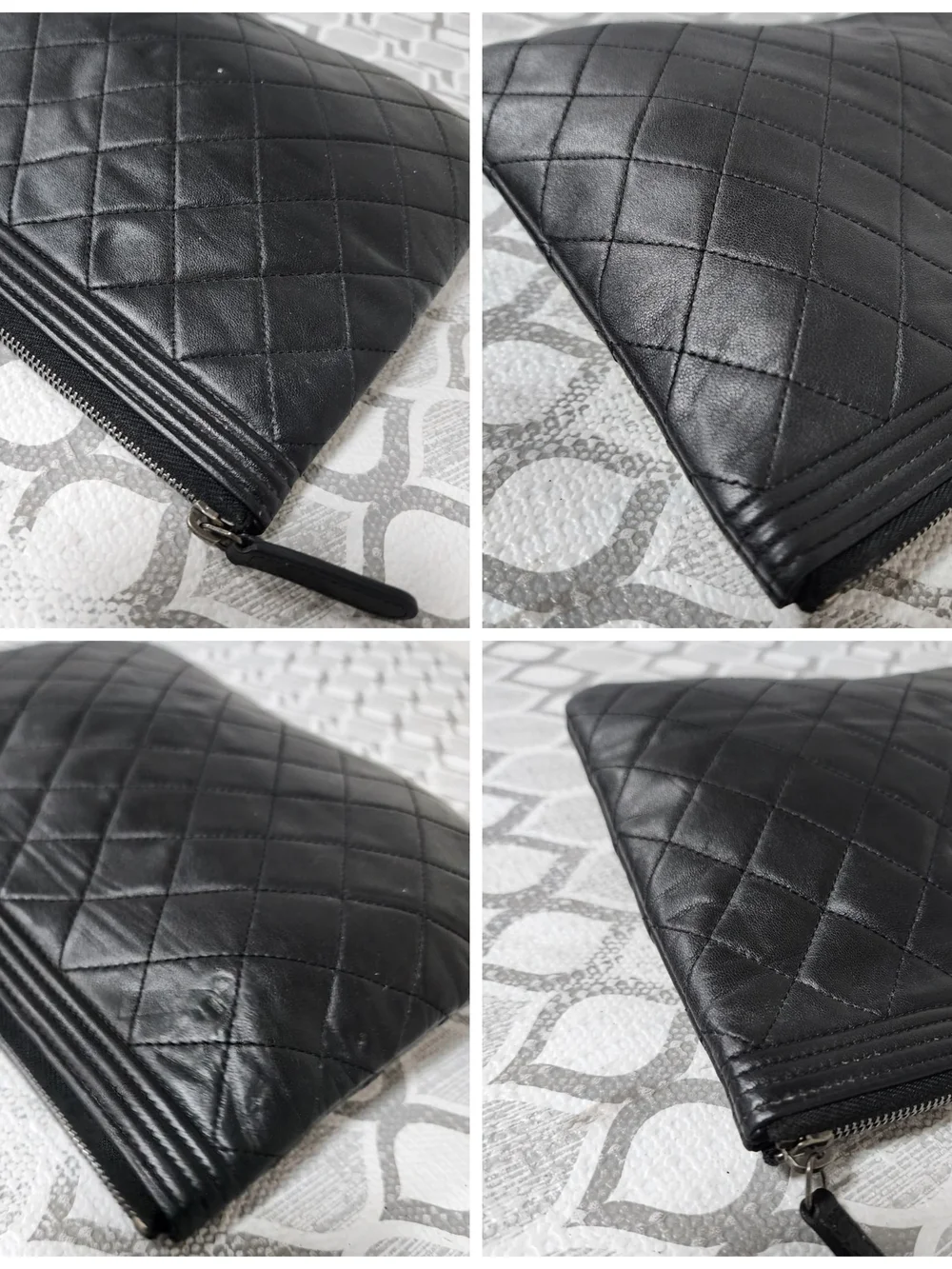 CHANEL Caviar Quilted Medium Boy Cosmetic Clutch Black