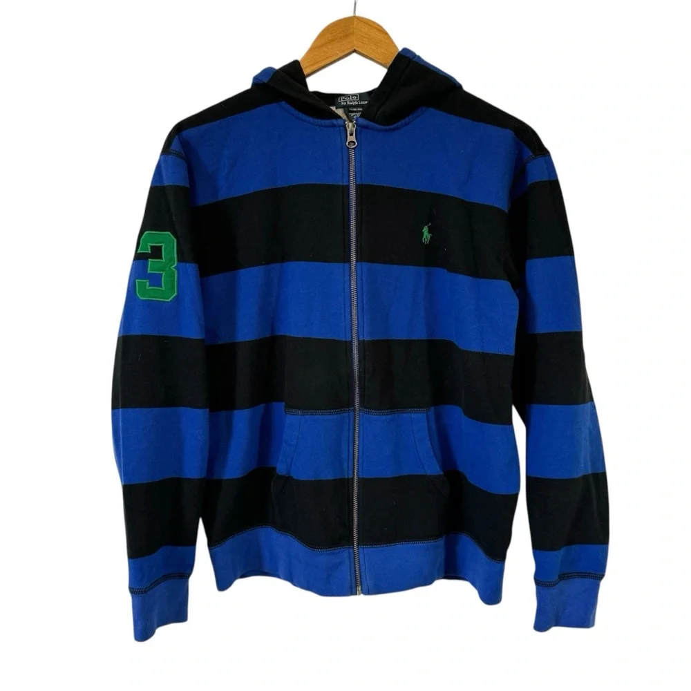 POLO Ralph Lauren Full Zip Hoodie‎ Sweatshirt Rugby Style Boys XL Womens Medium
