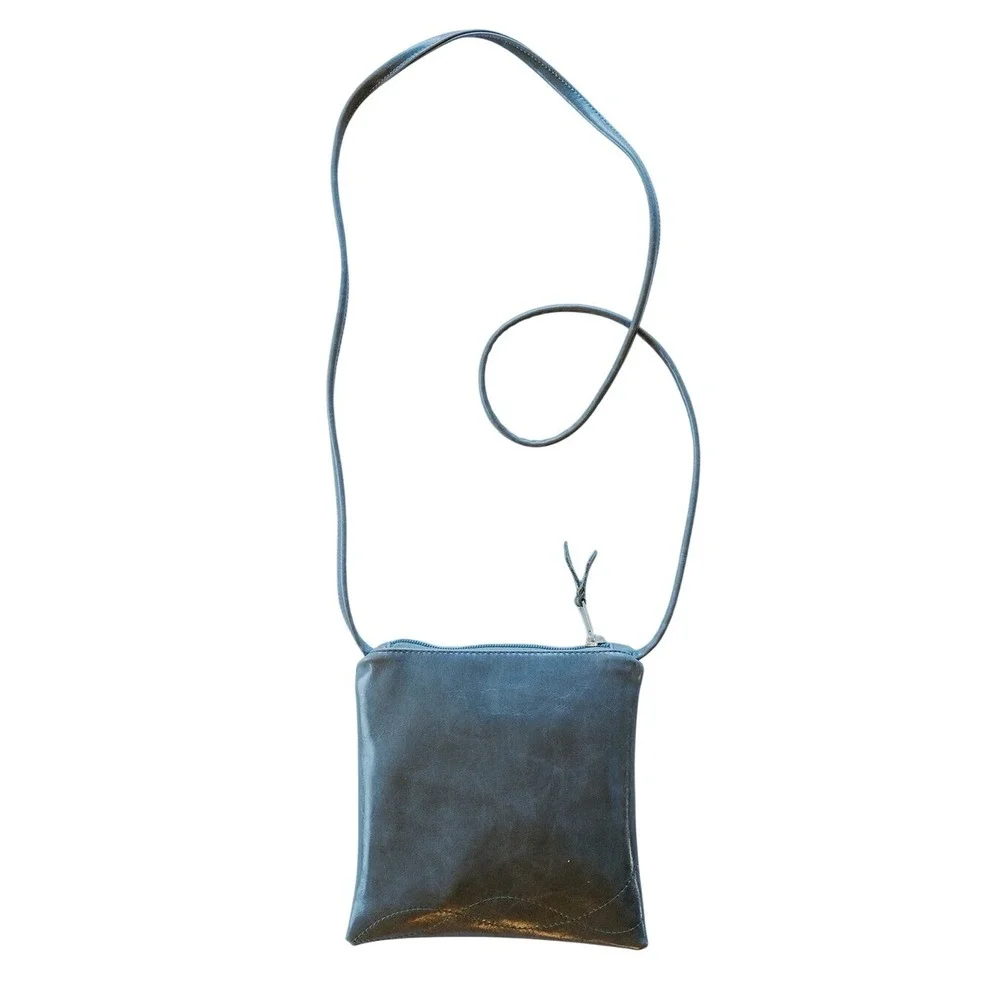 Crystalyn Kae Gray Vegan Leather Crossbody‎ Bag Floral Lining Minimalist Luxe