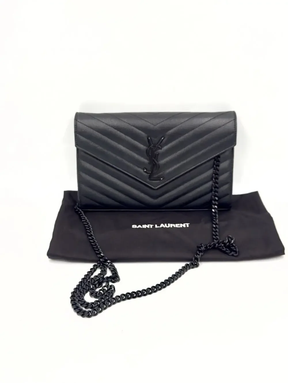 YSL Black Cassandre WOC NOIR Matte Black Hardware
