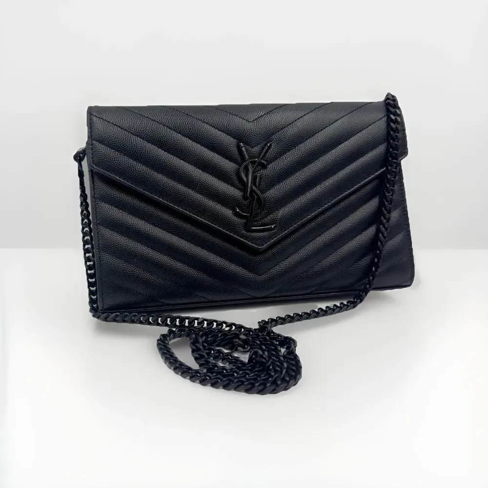 YSL Black Cassandre WOC NOIR Matte Black Hardware