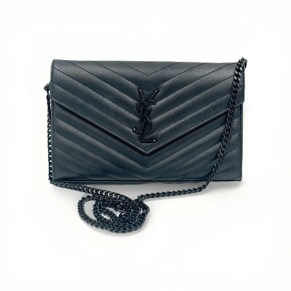 YSL Black Cassandre WOC NOIR Matte Black Hardware