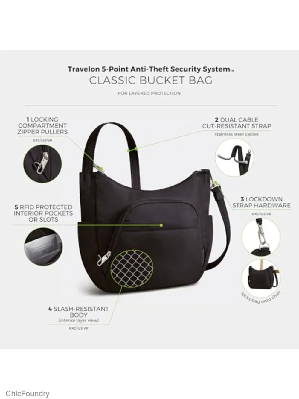Anti-theft Classic Crossbody Bucket Bag with RFID Blocking