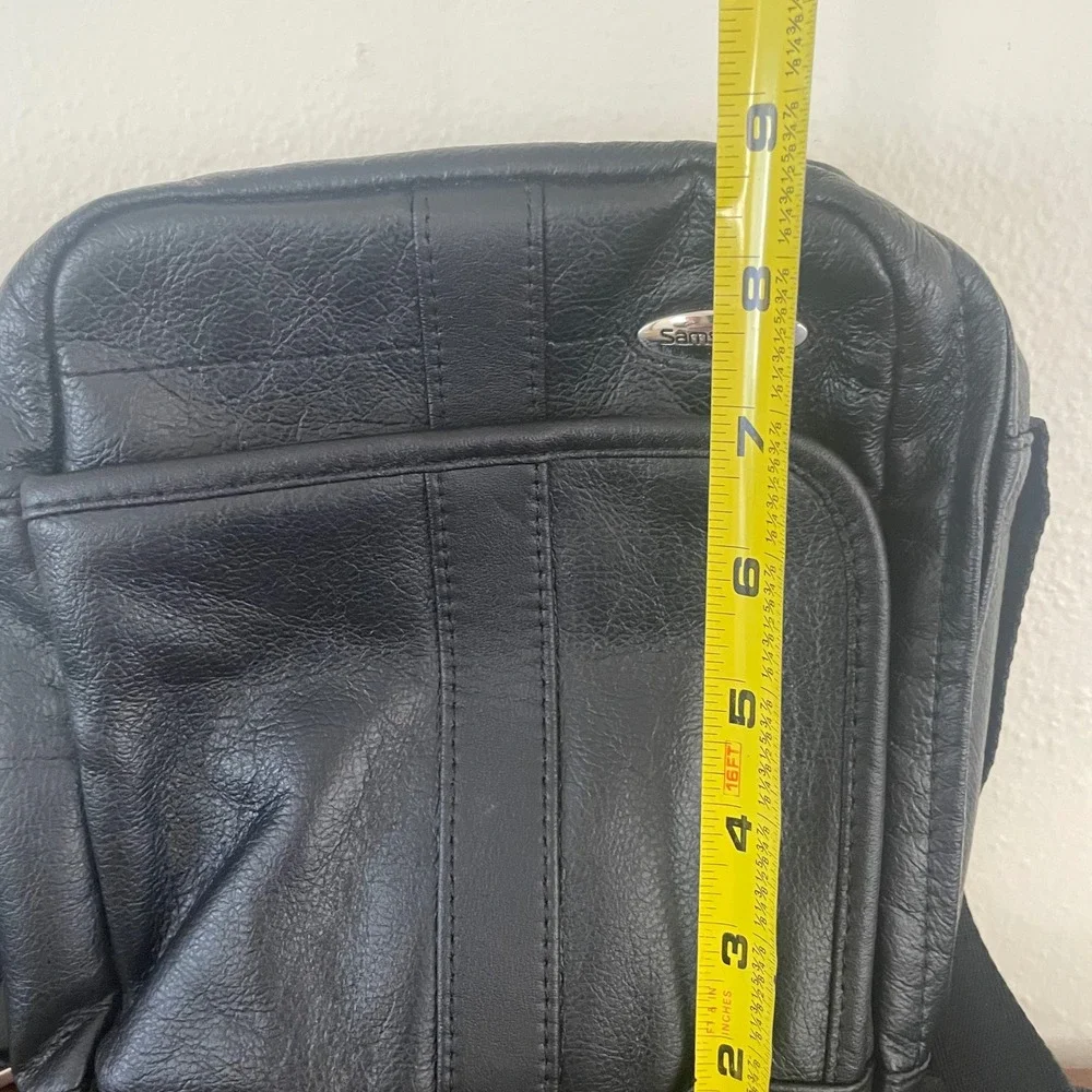 Vtg‎ Samsonite Crossbody Purse Bag Travel Faux Leather Black Adjustable