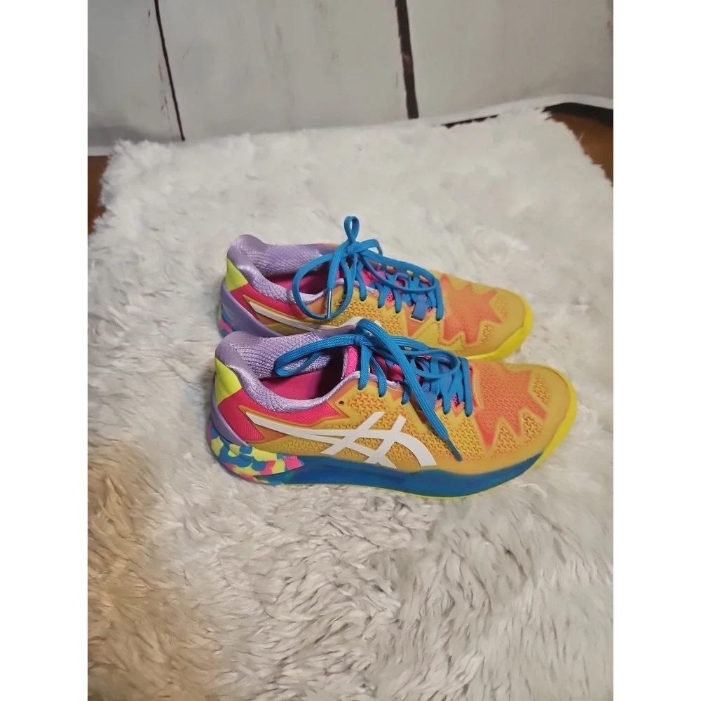 Asics Women's Yellow‎ Pink Blue Atheletic SHOES Size 6.5