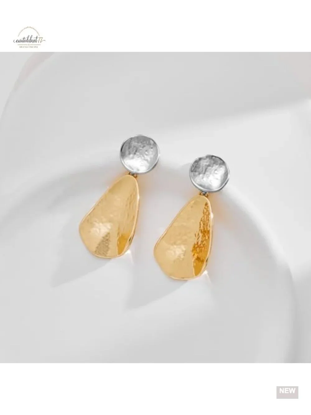 Gold Plated Geometric Chunky Dangle Earrings Statement Jewelry