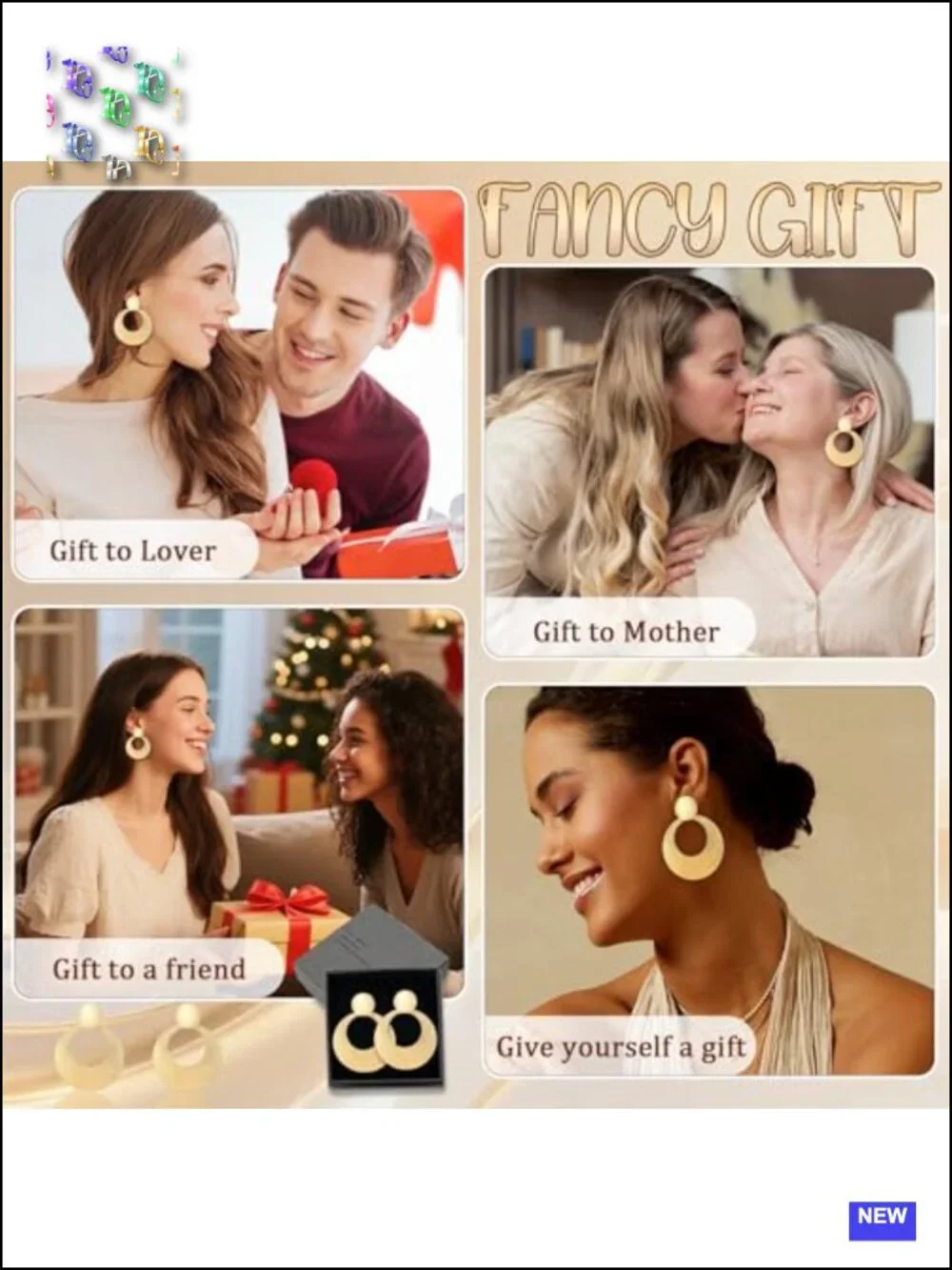 Big Drop Geometric Disc Dangle Earrings for Women Gold Plated Hypoallergenic