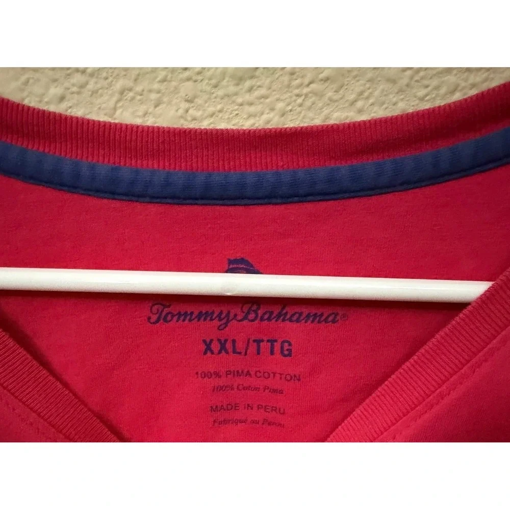 Tommy Bahama Mens XXL Pima Cotton Pocket T-Shirt Pink Short Sleeve Marlin Logo