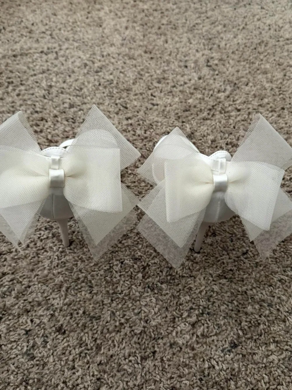 Elegant White Ankle-Strap Stiletto Heels with Bow