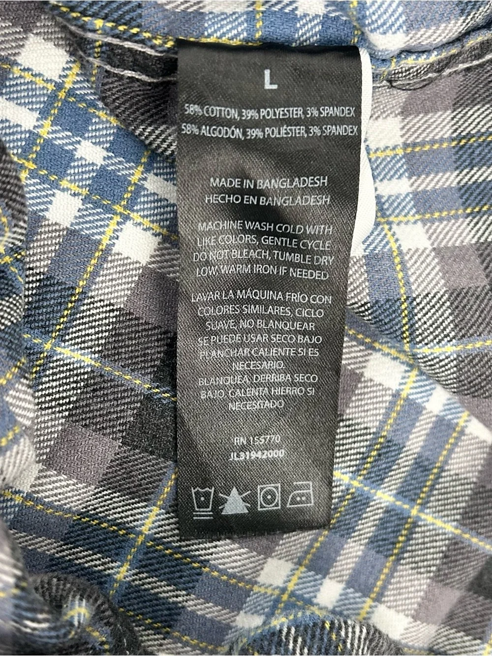 Jared Lang Men’s Stretch Plaid Flannel Shirt L Button Up Soft Cotton