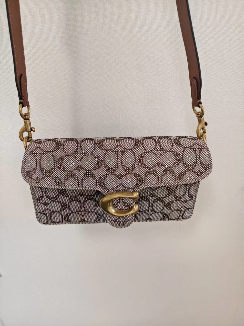 Signature Monogram Crossbody Bag in Brown and Cream