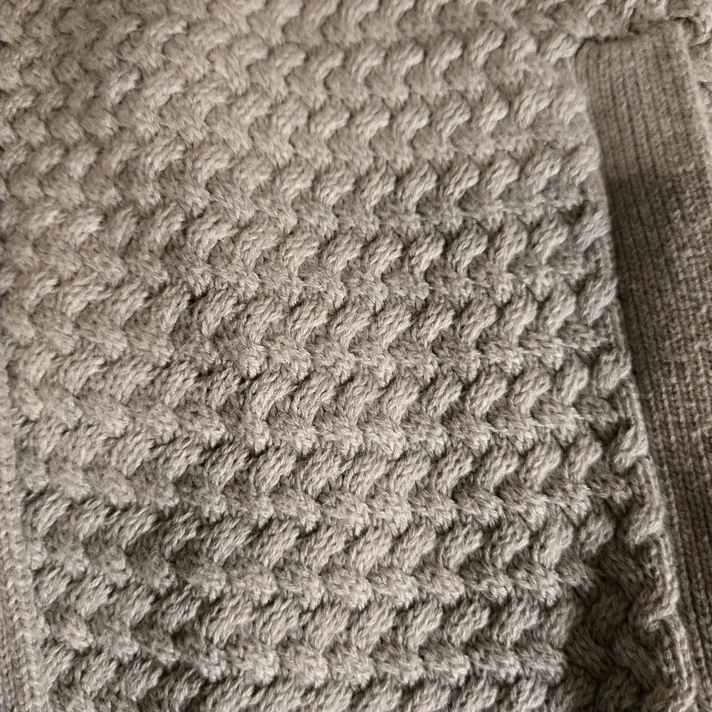 Lands' End Cardigan Sweater Mens Large Gray Drifter‎ Button Front Mock Neck Knit