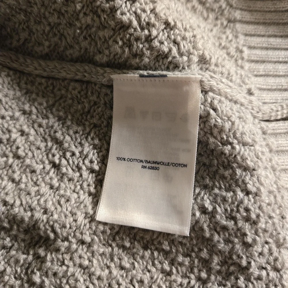 Lands' End Cardigan Sweater Mens Large Gray Drifter‎ Button Front Mock Neck Knit