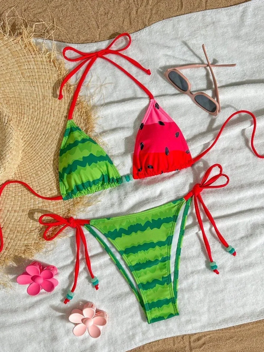 watermelon Casual Women's Halter Neck Tankini Bikini