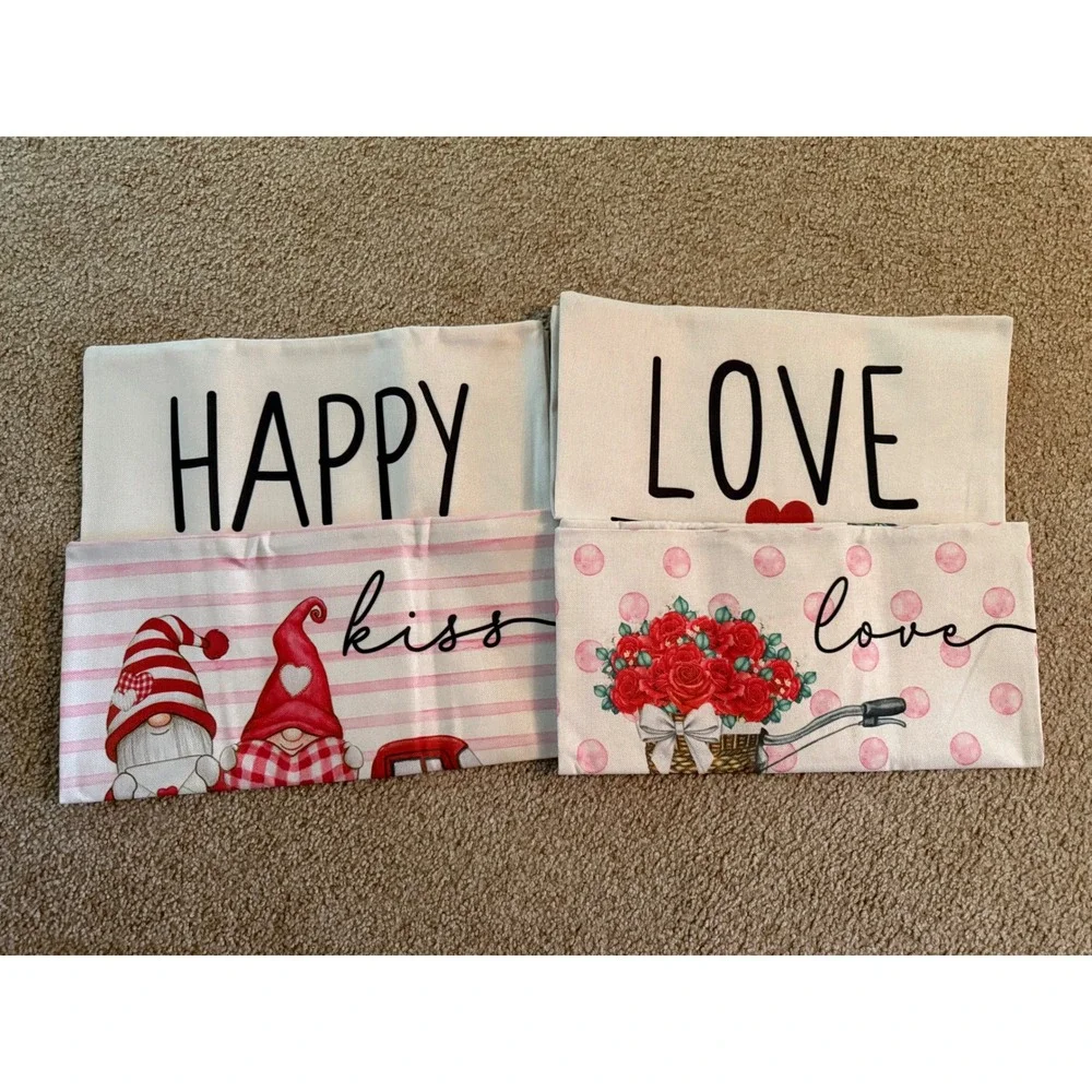 Ohok Valentine's Day Throw Pillow Covers‎ Set of 4 Gnomes Love Rae Dunn Style