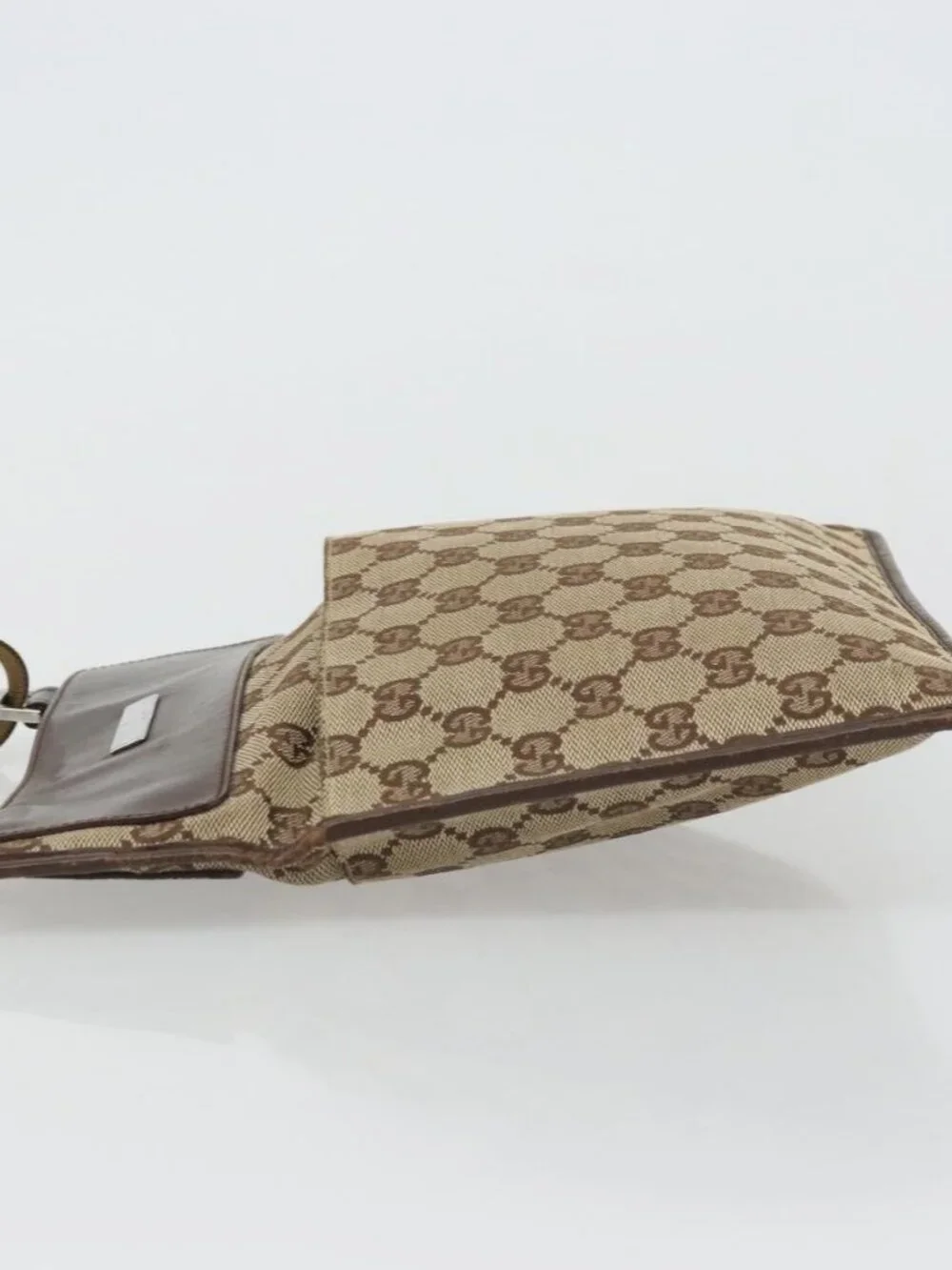 GUCCI GG Canvas Shoulder Bag Beige Silver 27639 Auth 175360
