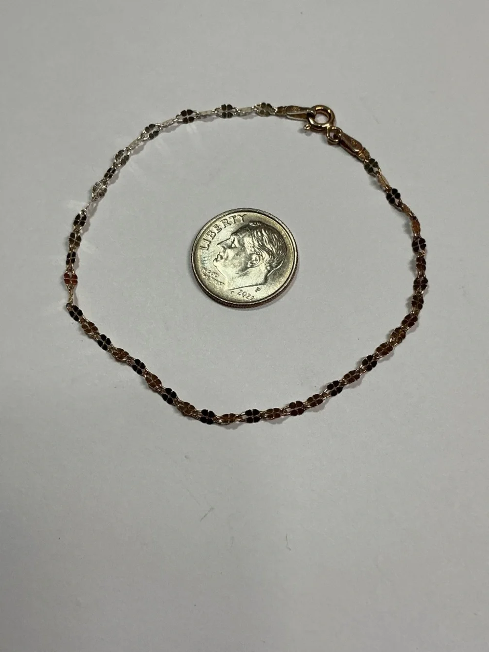 YGI Sterling Silver Diamond Cut Metal Links Delicate Bracelet. 7.25 “ long