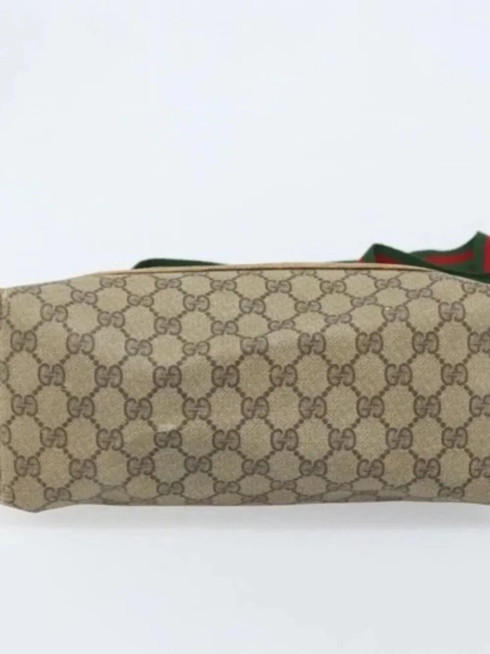GUCCI GG Supreme Web Sherry Line Tote Bag PVC Beige 39 02 003 Auth BAZ015