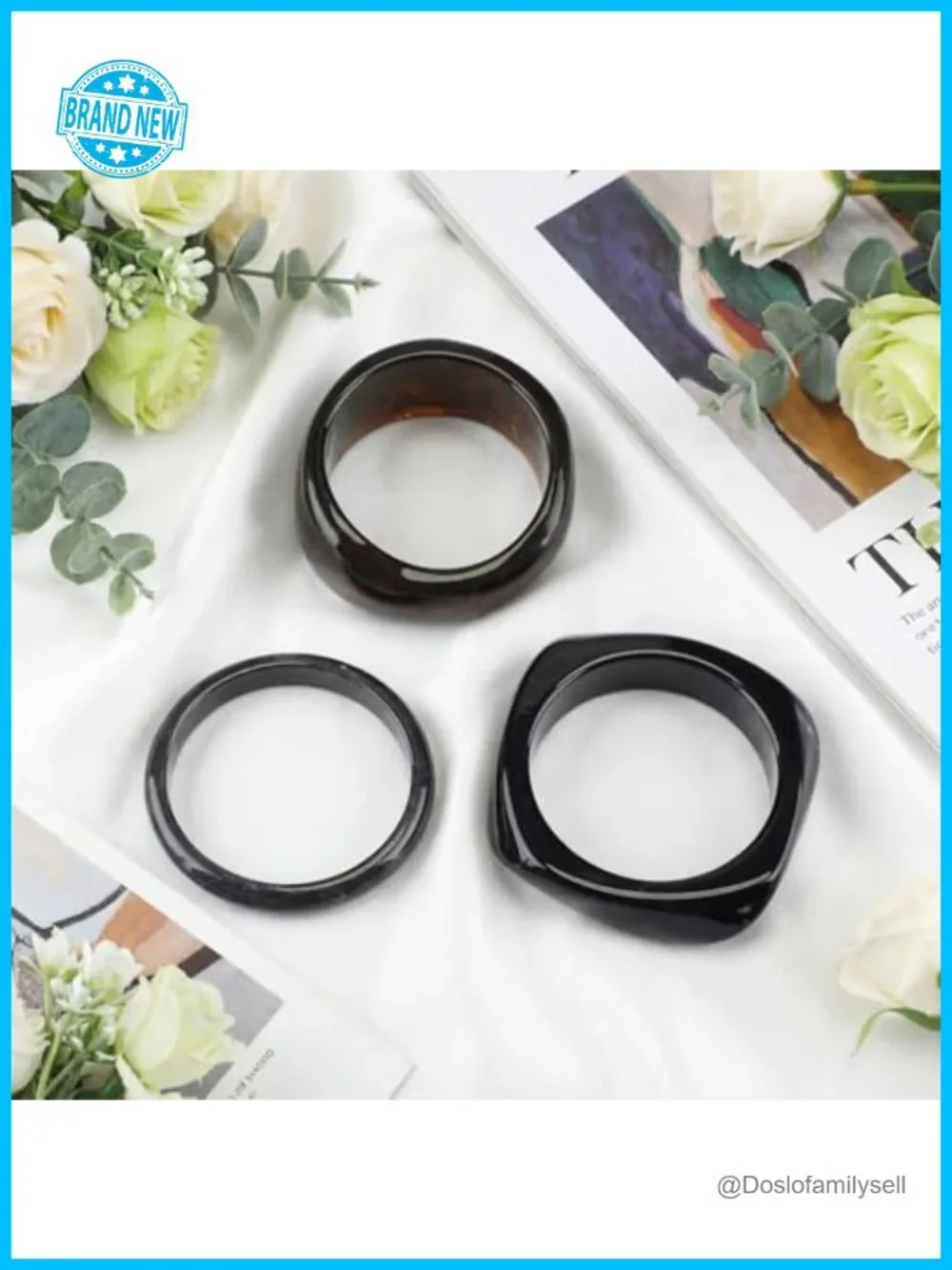 3 Pcs Resin Bangle Bracelets Set Geometric Chunky Cuff Irregular Stackable