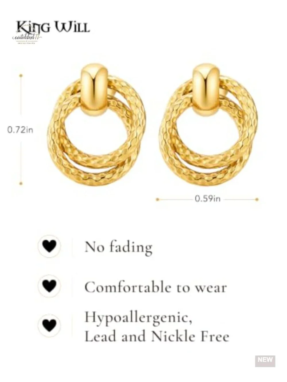 18K Gold Plated Chunky Twisted Rope Interlocking Hoop Earrings