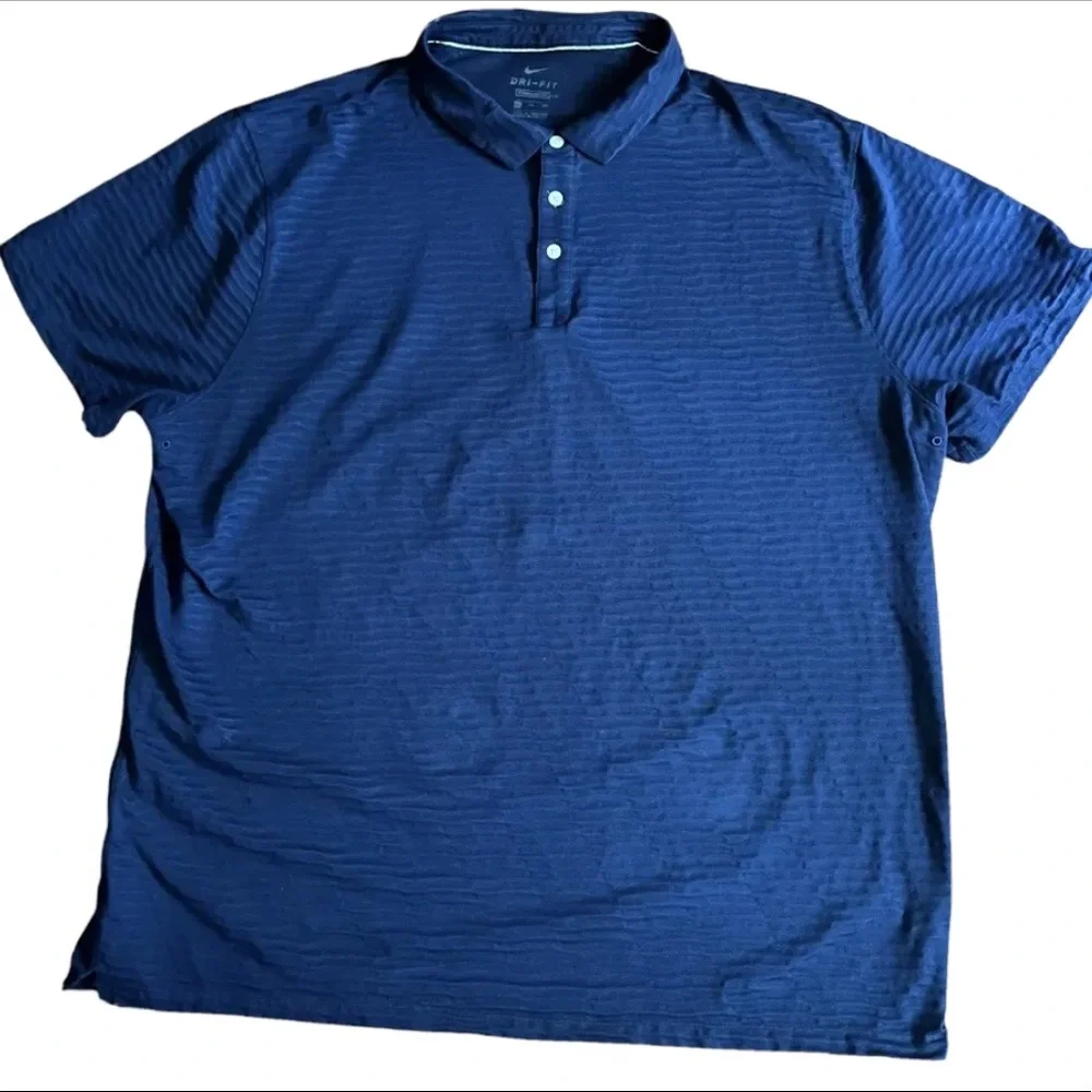 Nike Golf Men’s 2XL Dri Fit Polo Shirt Navy Blue Standard Fit XXL Cotton Blend