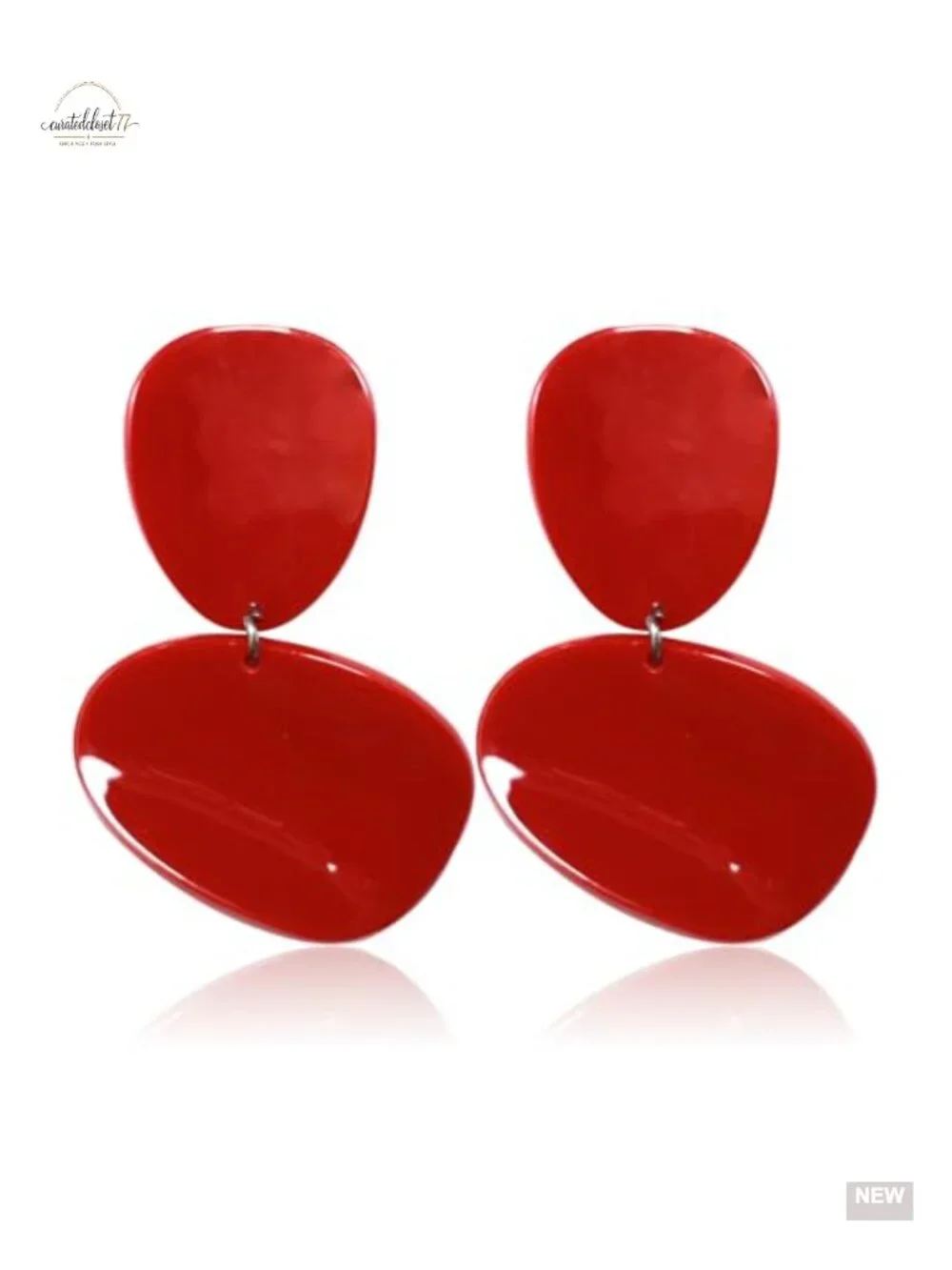 Glossy Acrylic Geometric Drop Earrings Double Layer Statement Dangle