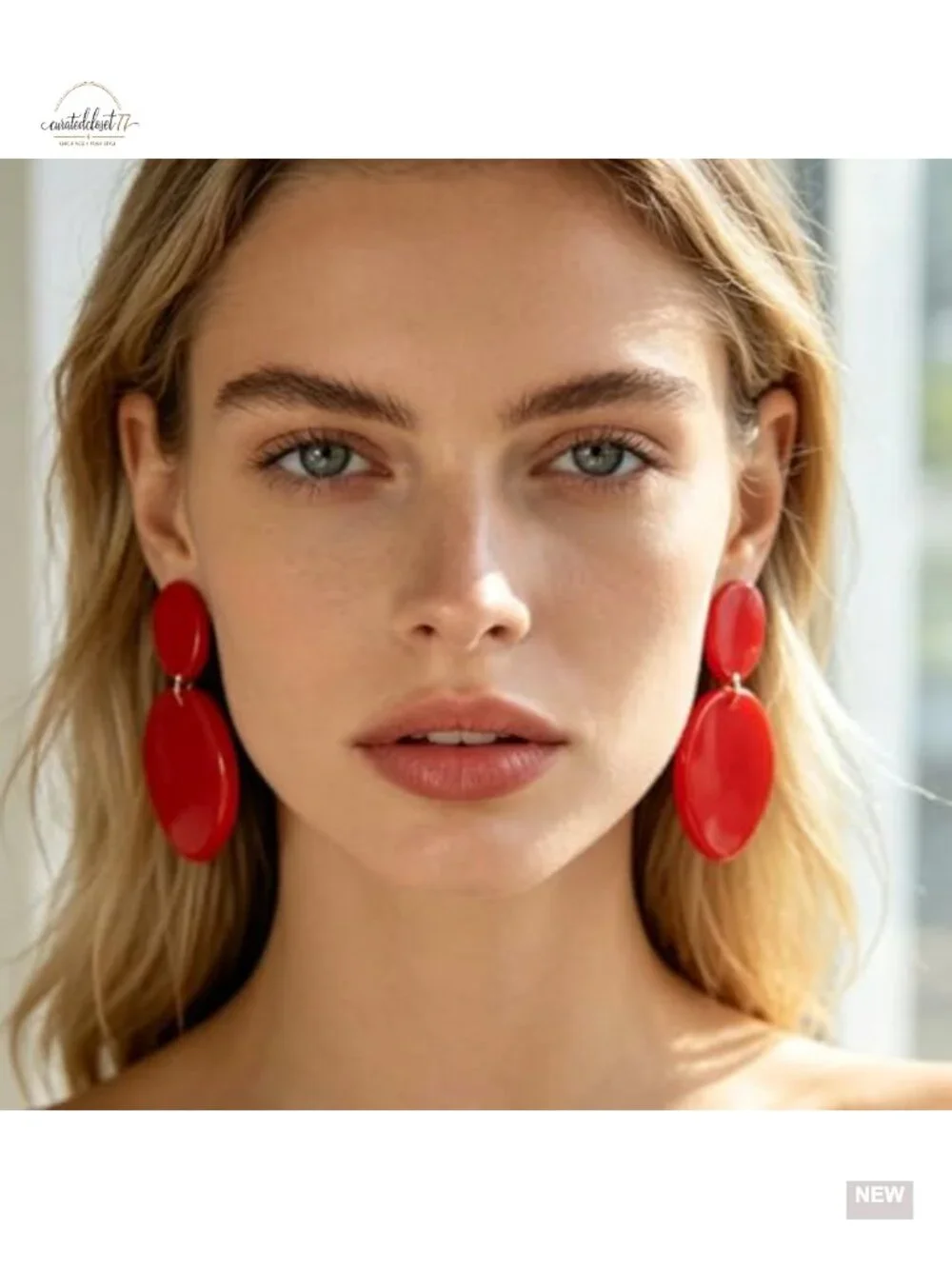 Glossy Acrylic Geometric Drop Earrings Double Layer Statement Dangle