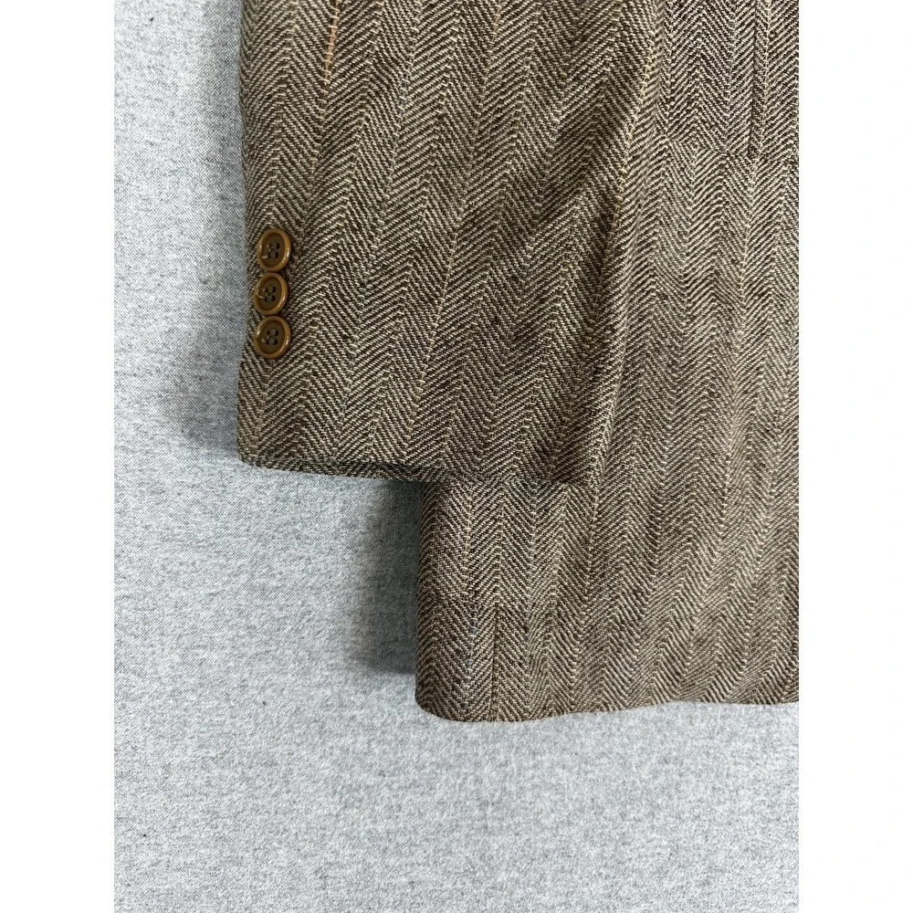 Vintage Daniel Hechter Blazer Mens‎ Large Brown Herringbone Tweed Sport Coat USA