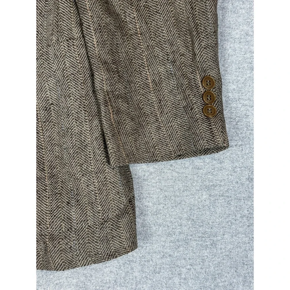 Vintage Daniel Hechter Blazer Mens‎ Large Brown Herringbone Tweed Sport Coat USA