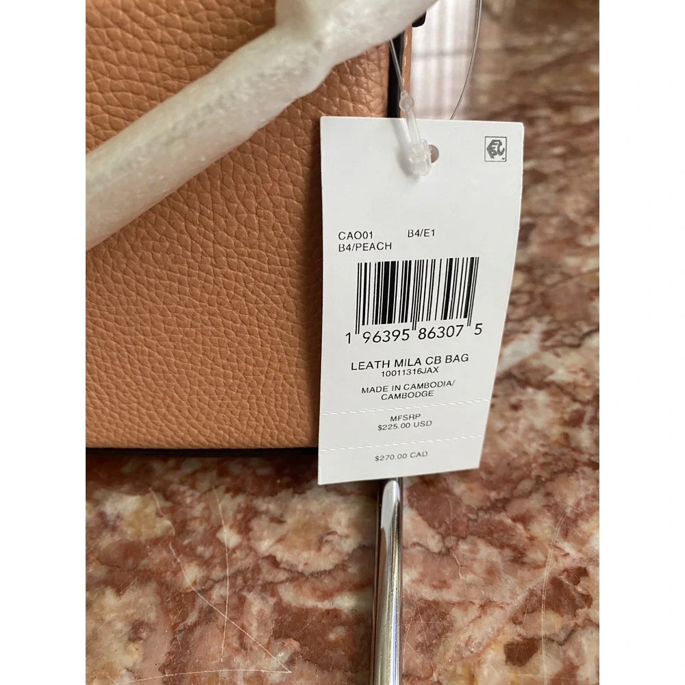 NWT Coach Mila Peach Leather Crossbody Bag with‎ Removable Signature Pouch, $225