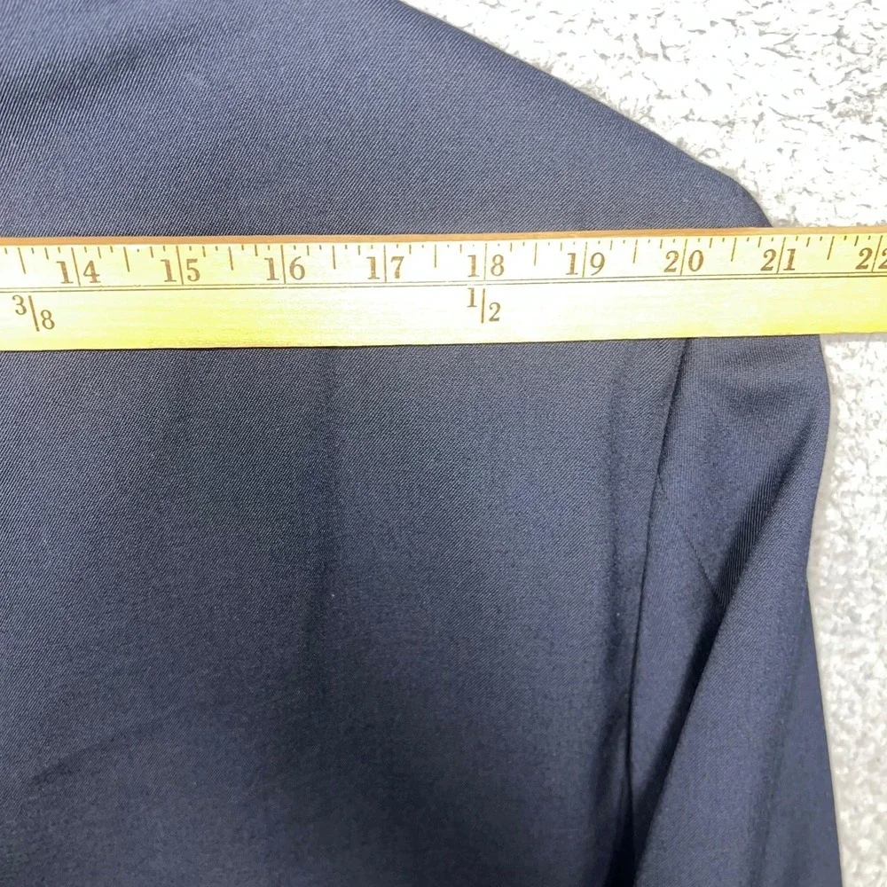 VTG Pierre Cardin Blazer Men's 46R Blue Wool Peak Double-Breasted Equestrian USA