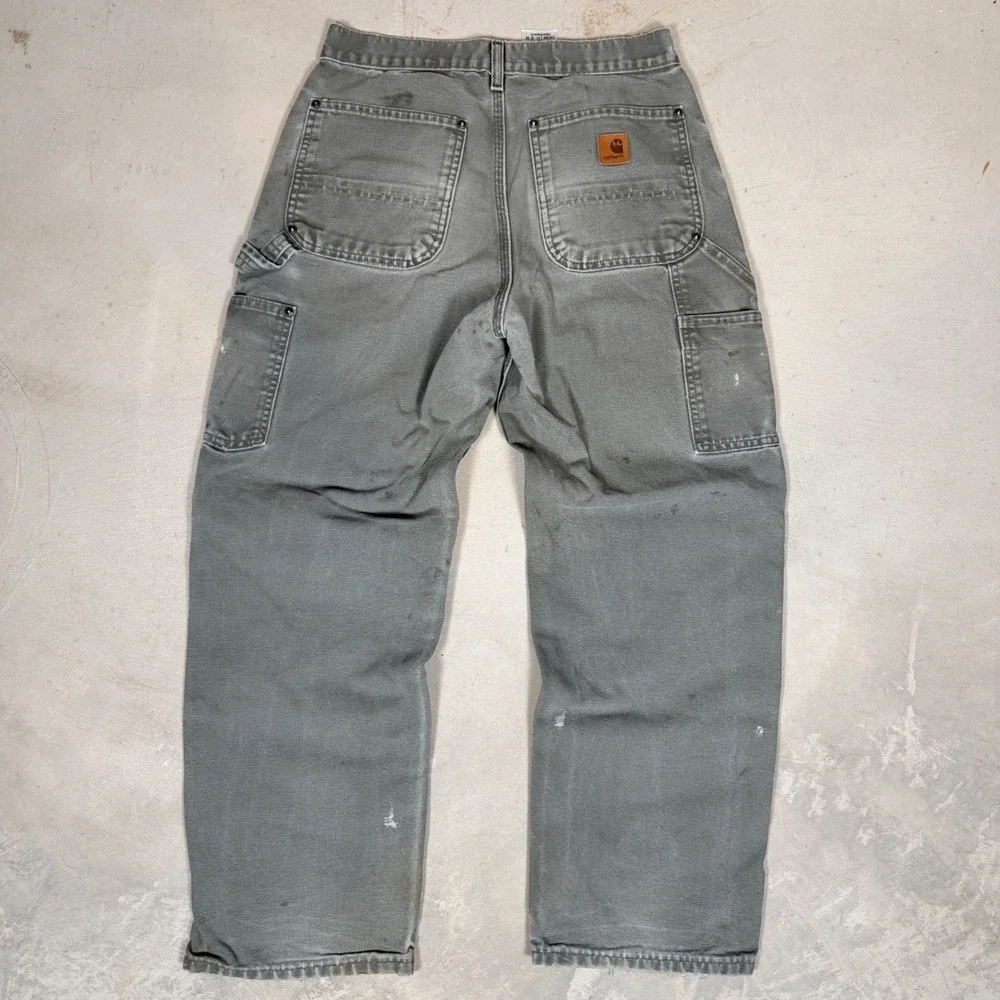 GRAIL Carhartt B136 MOS Double Knee Duck Canvas Carpenter Pants Moss Green 31x30