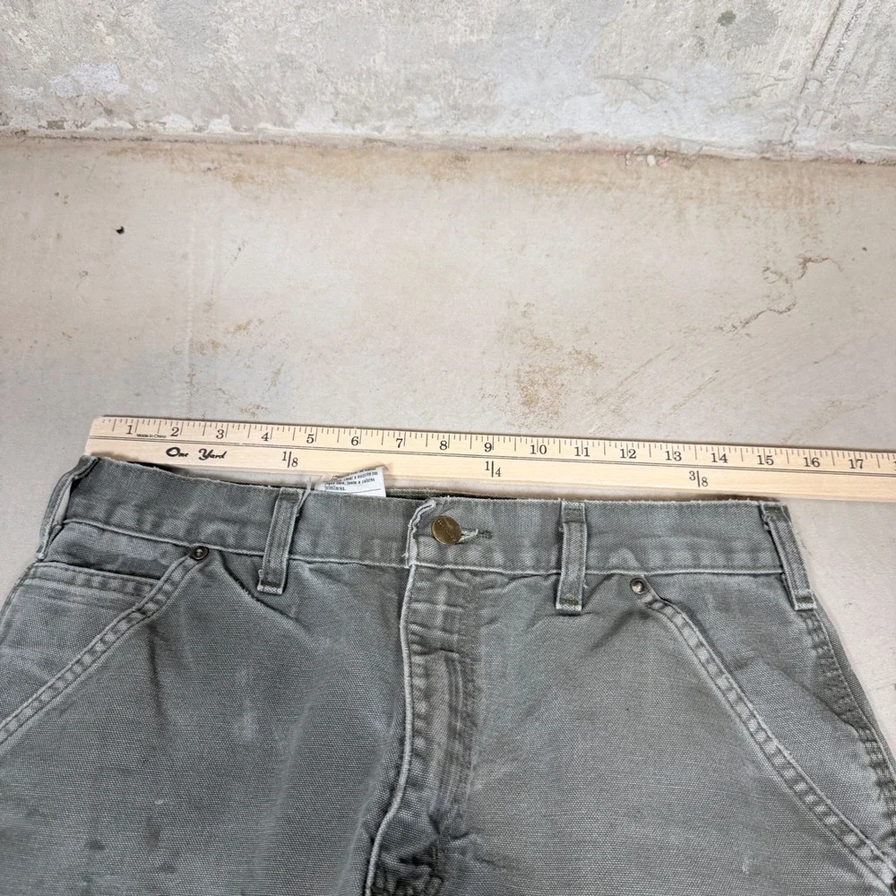 GRAIL Carhartt B136 MOS Double Knee Duck Canvas Carpenter Pants Moss Green 31x30