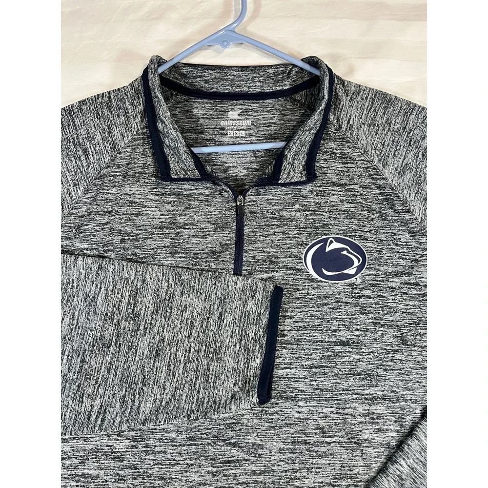 Colosseum‎ Penn State Nittany Lions XXL Gray Space Dye Quarter Zip Pullover Mens