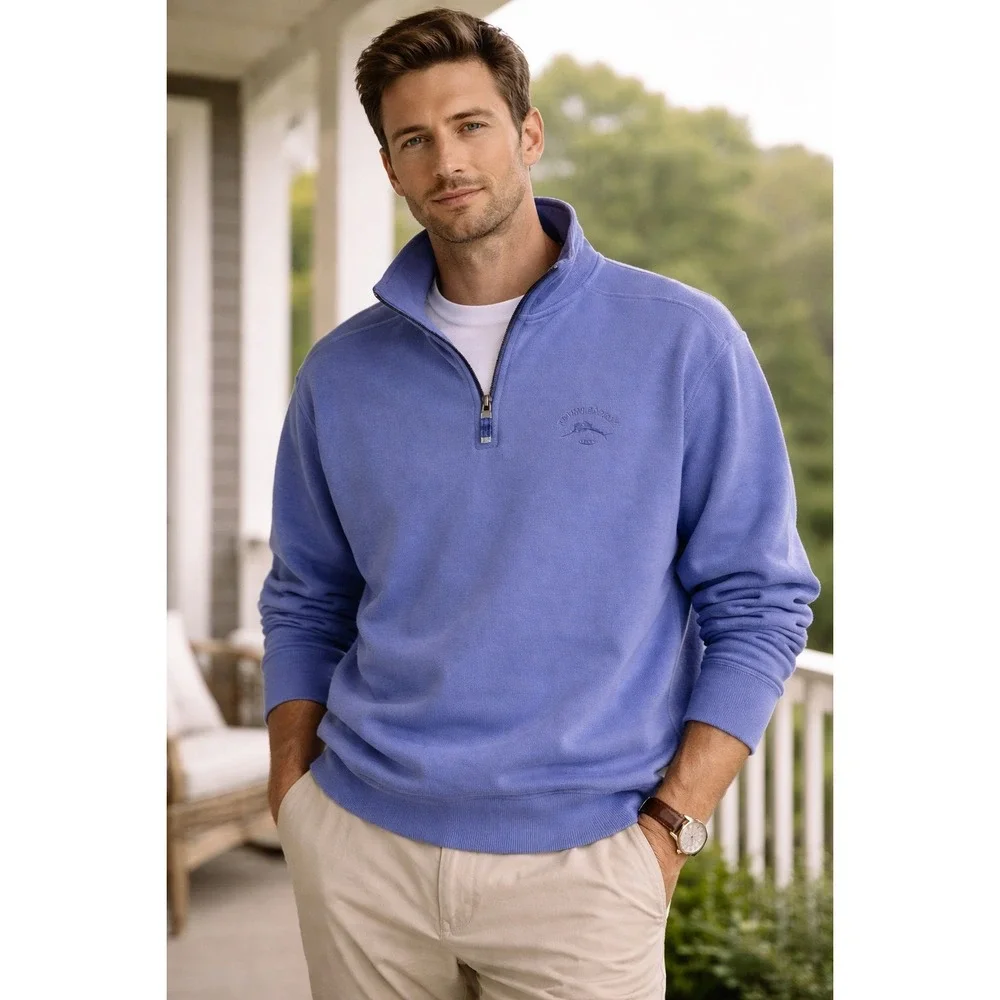Tommy Bahama Men's Blue Quarter Zip Pullover Sweater Relaxed Fit Size M‎