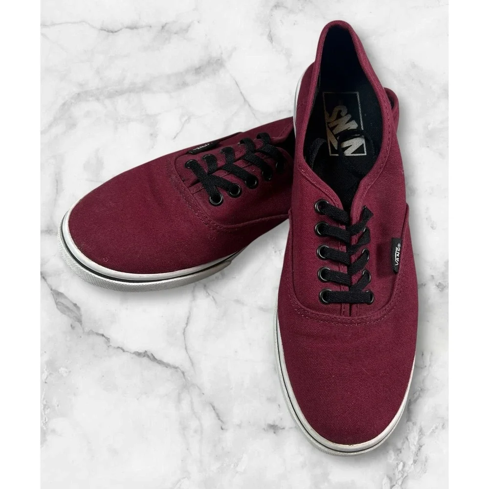 Vans Canvas Lace Up Sneakers Womens 8 Burgundy‎ Skateboard Casual Comfort Shoes