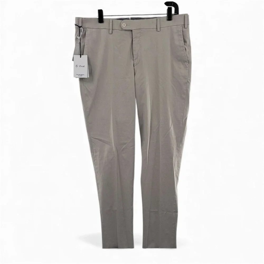 6 East Unhemmed Dress Pants Men Sz 36 Slim Fit Supima Sateen Performance Trouser