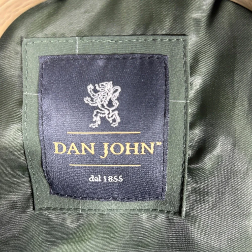 Dan John‎ Mens Green Windowpane Grid Full Zip Bomber Jacket Size Large