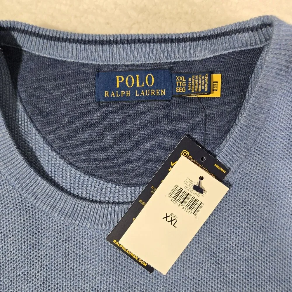 Polo Ralph Lauren Crewneck Sweater Blue Classic SRL 710929259012 Mens 2XL