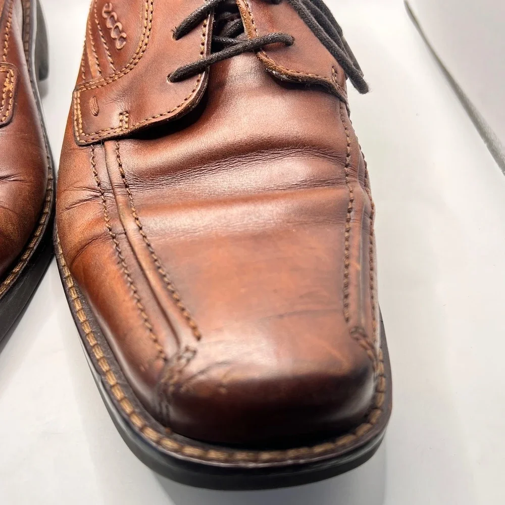 Ecco Brown Leather Shoes Oxford‎ Lace Up Comfort Casual Size 43. US 10
