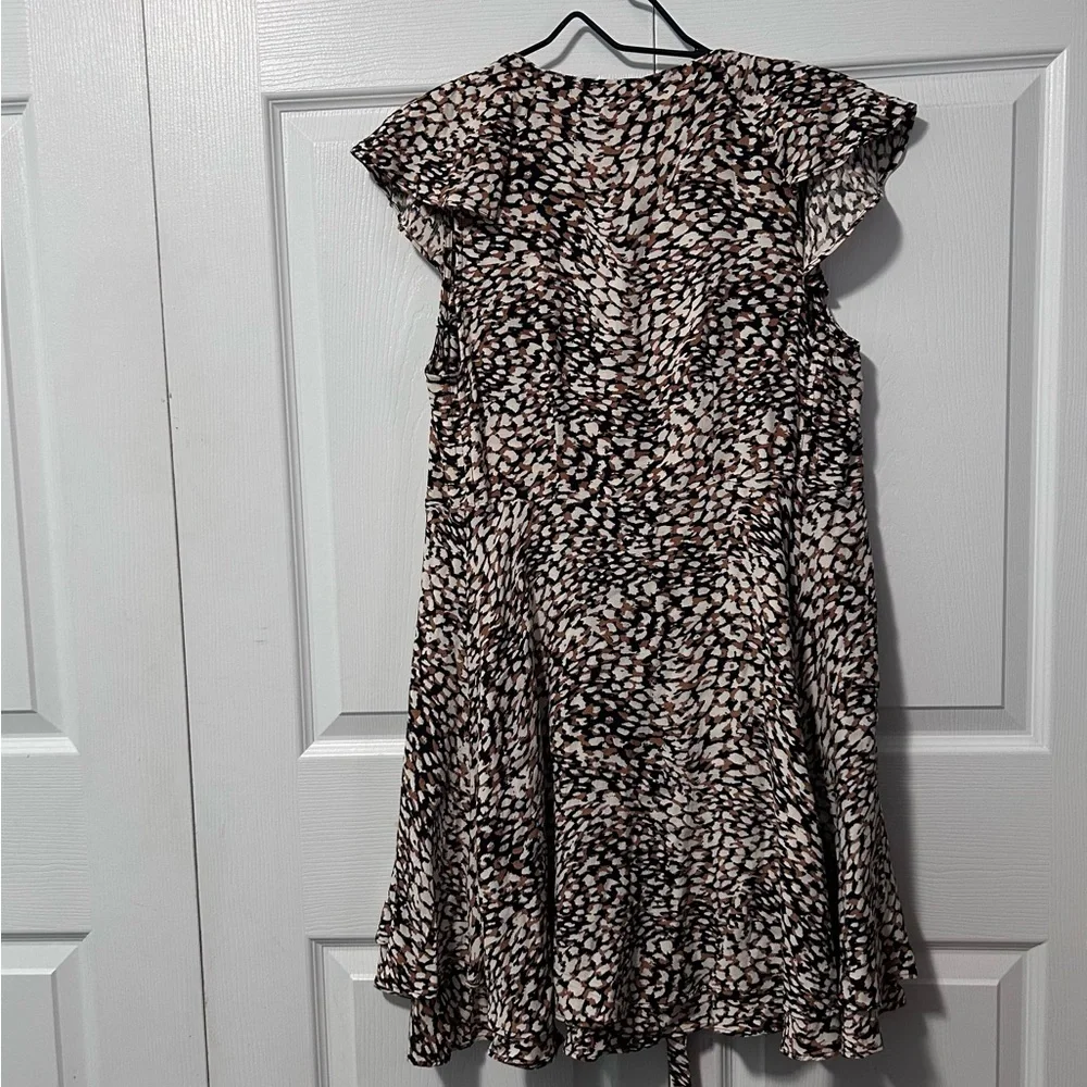 Free People Brown French Quarter Wrap‎ Dress Size XS Viscose Ruffle