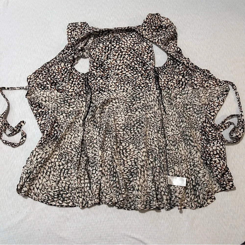 Free People Brown French Quarter Wrap‎ Dress Size XS Viscose Ruffle