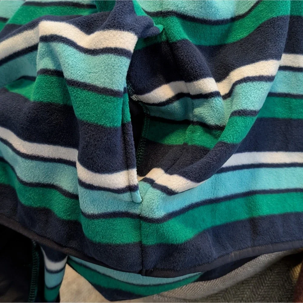 Lands End Mens 1/4 Snap Pullover Fleece Jacket XTRA LARGE‎ TALL Preppy Striped