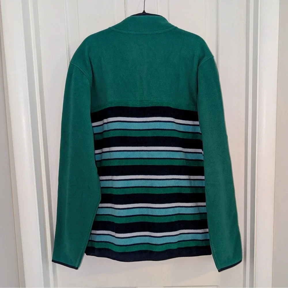 Lands End Mens 1/4 Snap Pullover Fleece Jacket XTRA LARGE‎ TALL Preppy Striped