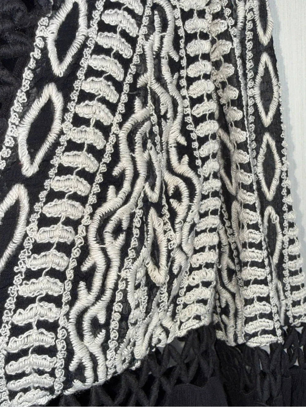 Free People Dusk Til Dawn Black White Embroidered Mini Dress Boho Western 12