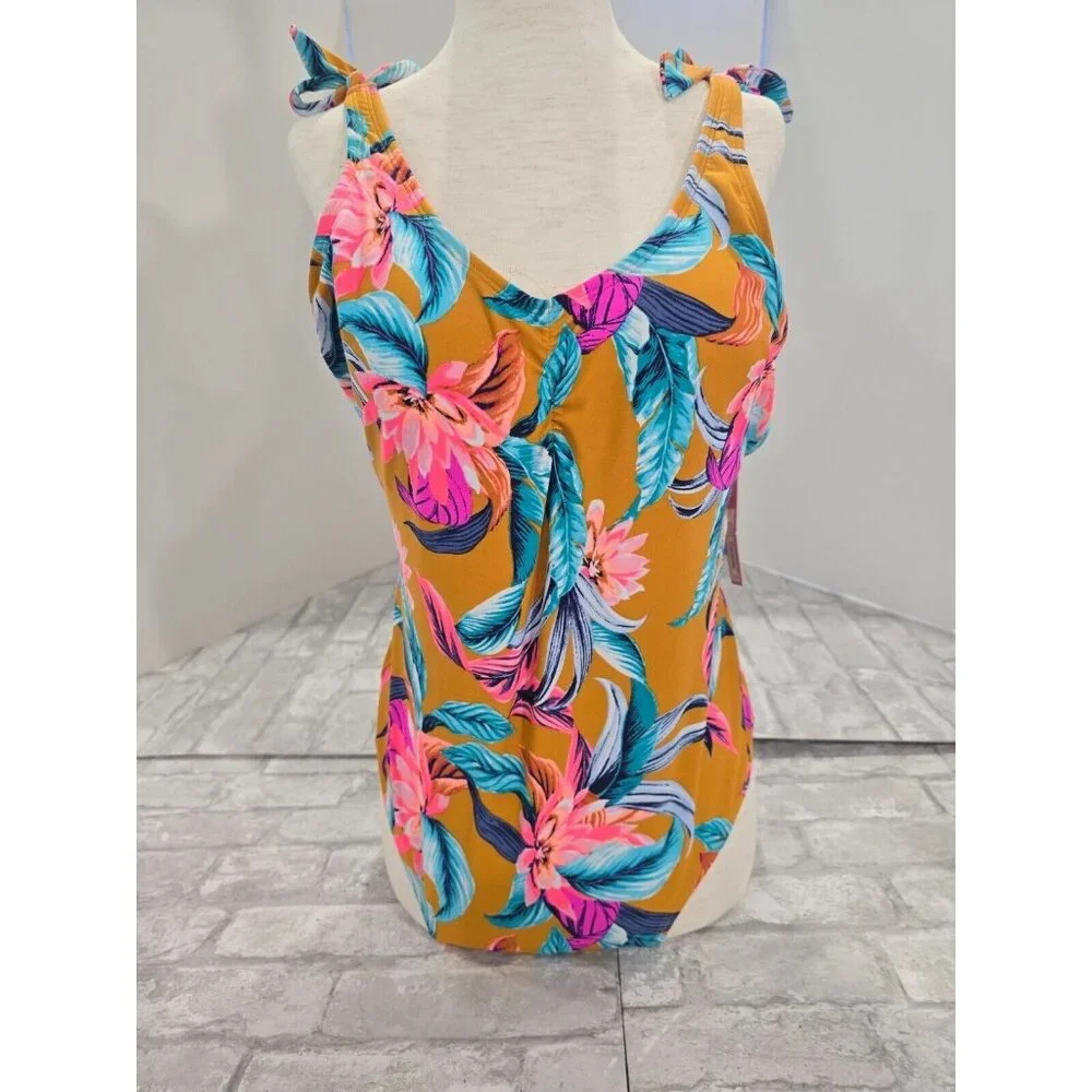 NWT Xhilaration‎ Women's Shoulder Tie Scoop Back One Piece Swimsuit XL