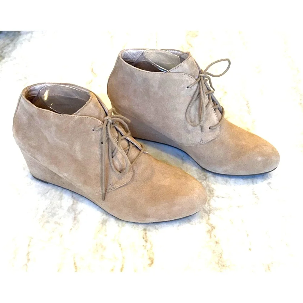 Vionic Becca Lace Up Wedge Ankle Booties Suede‎ Orthotic Arch Support Comfort 10