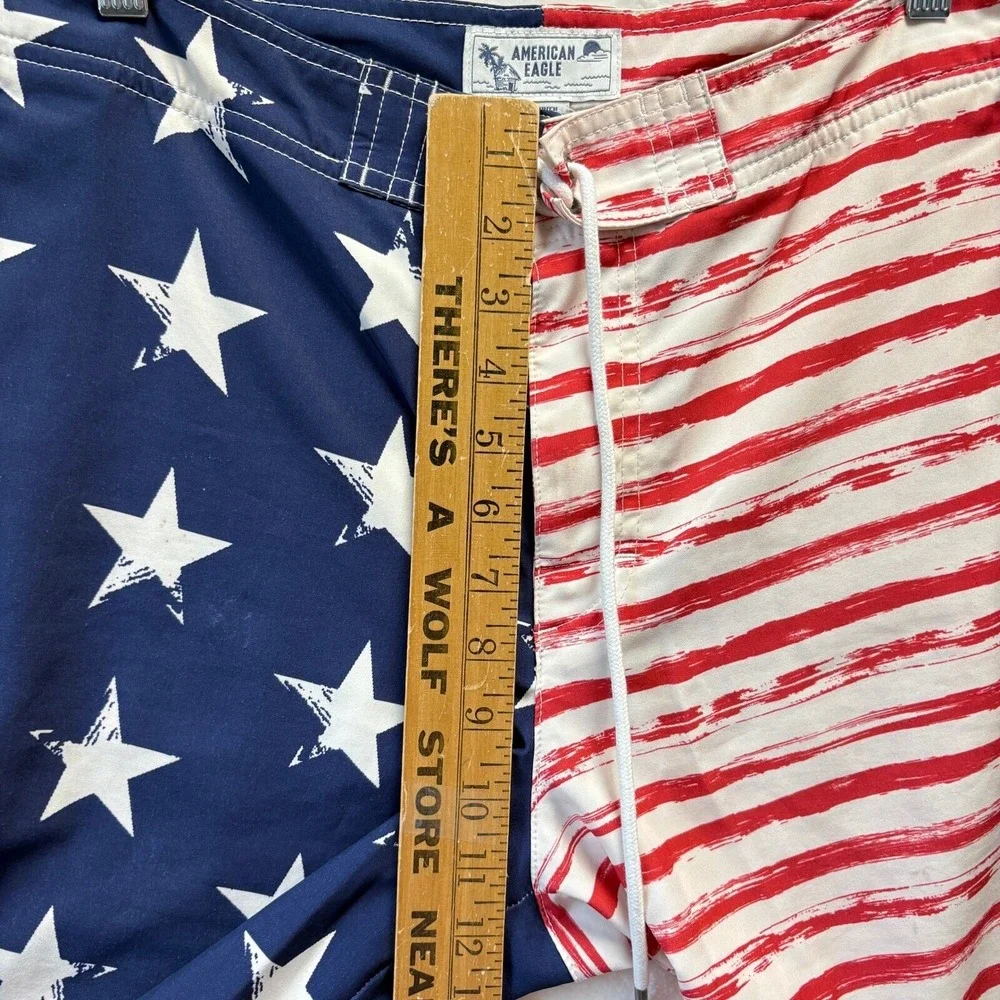 American Eagle Swim Trunks Men Sz Small‎ American Flag Stars Stripes Patriotic